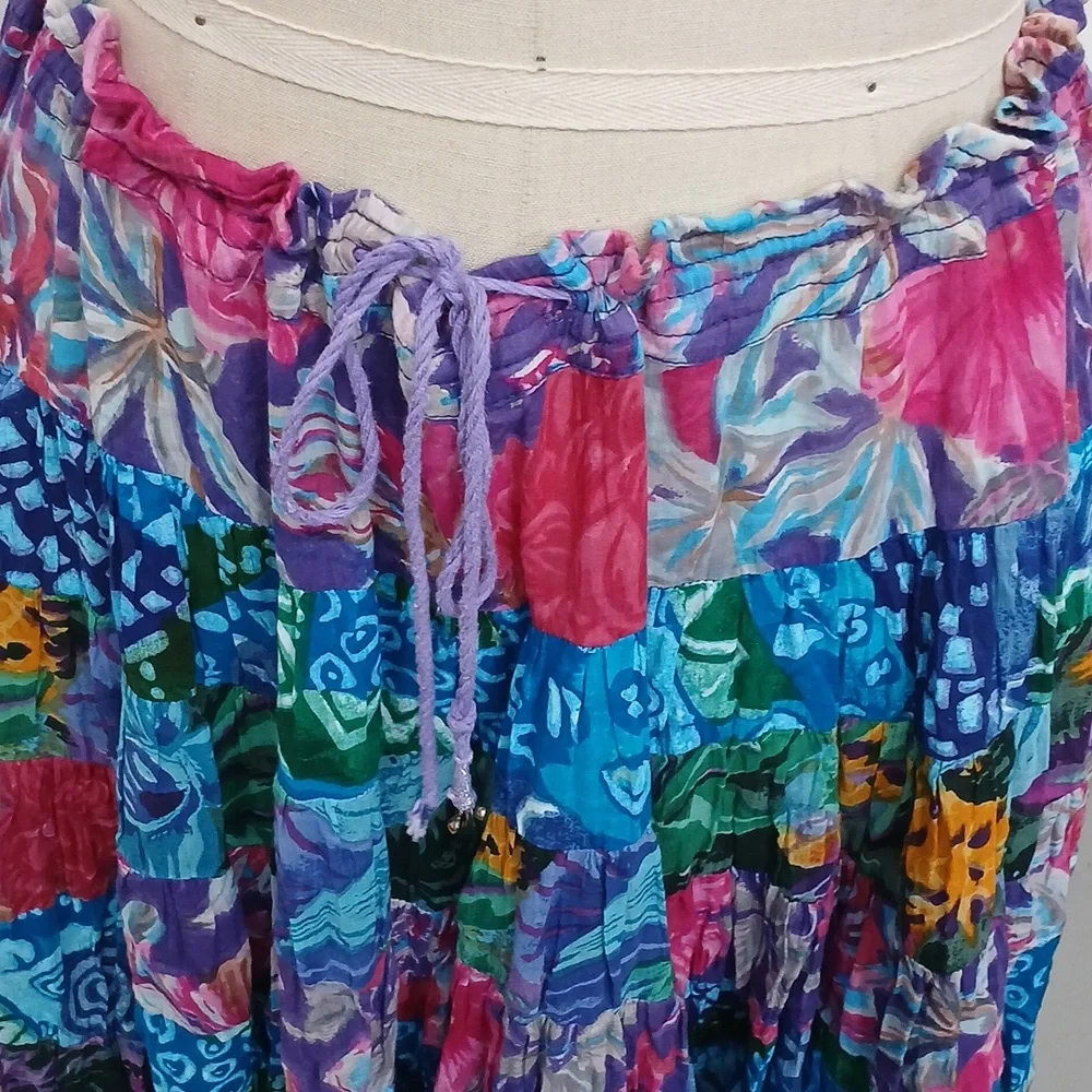 Vintage Sunbelt Sportswear Drawstring Floral Patterned Skirt / One Size